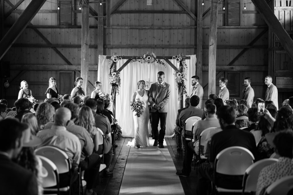 Wedding recessional black and white