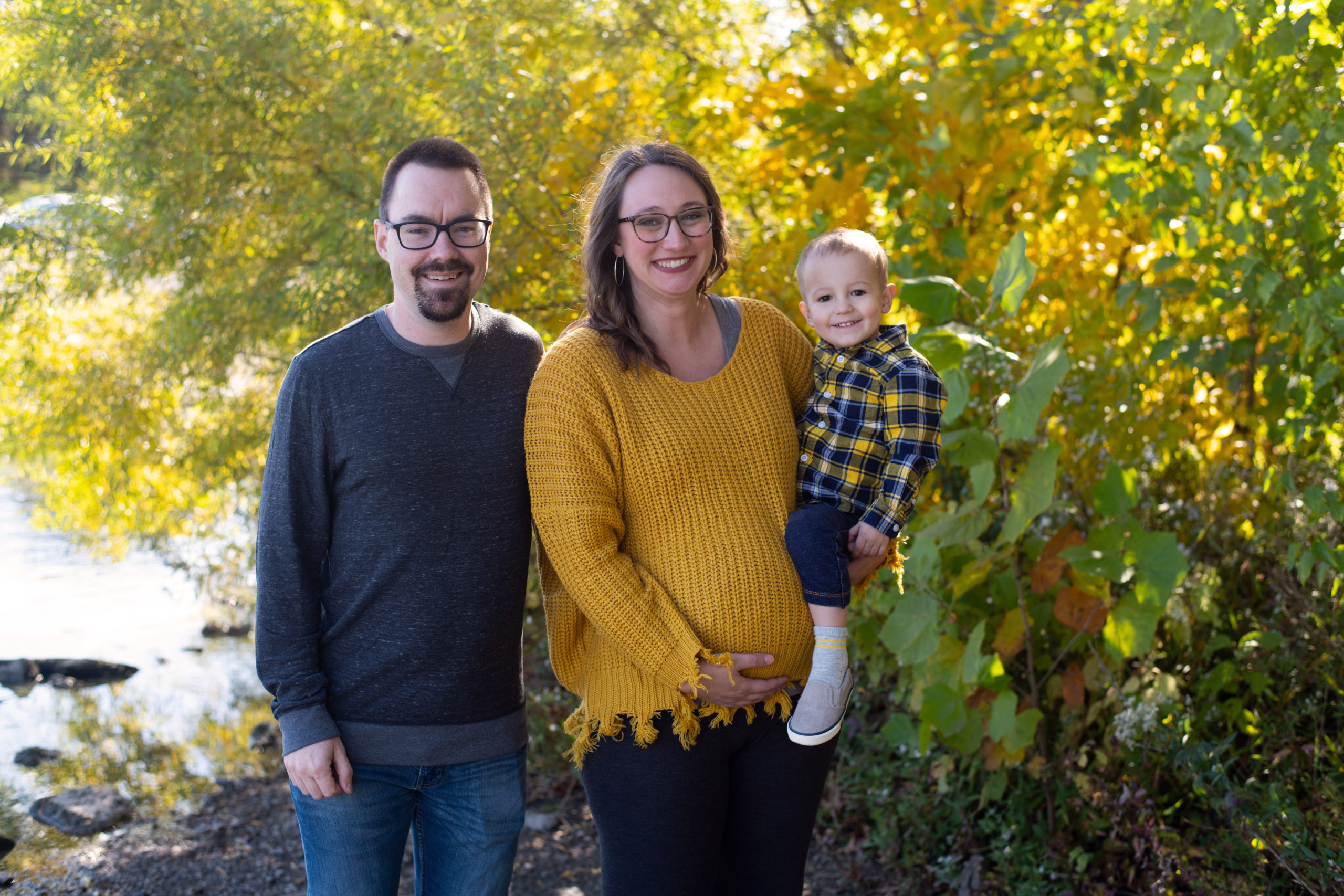 Fall family maternity portrait with toddler